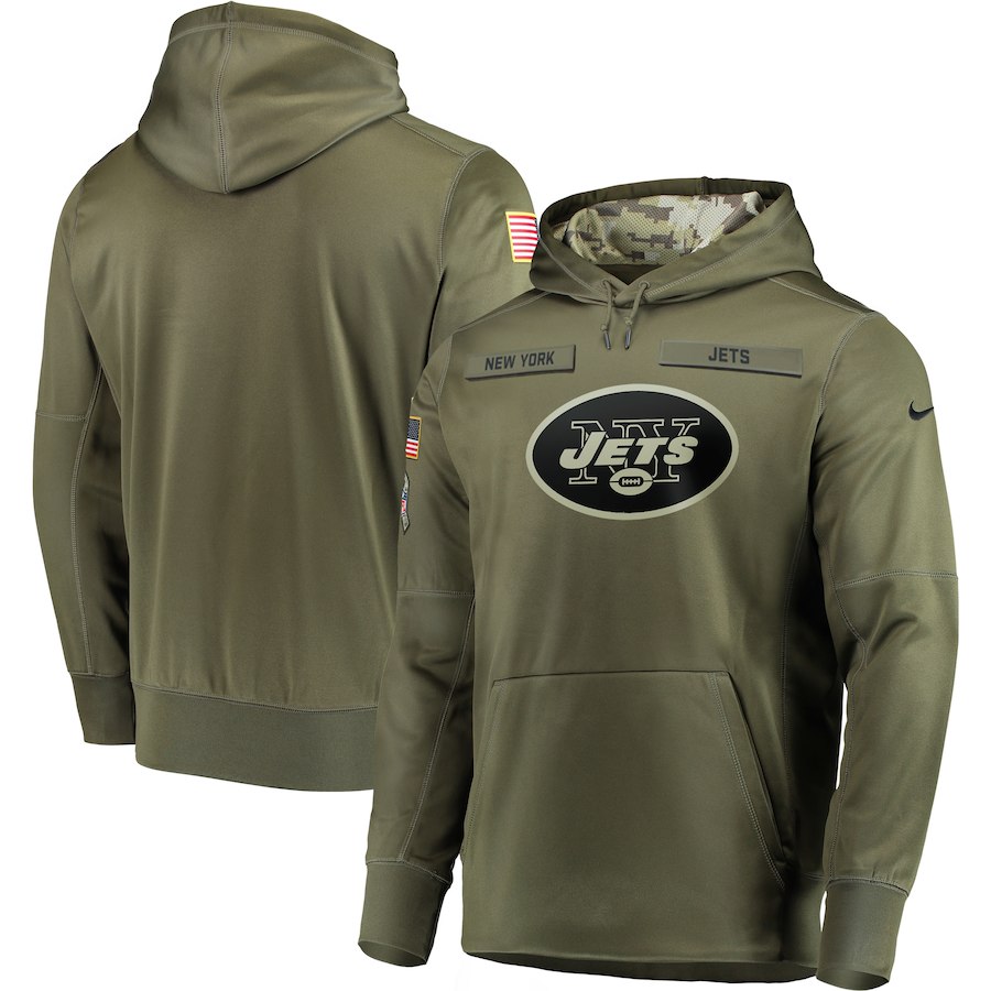 Men New York Jets Nike Olive Salute To Service KO Performance Hoodie Green->kansas city chiefs->NFL Jersey